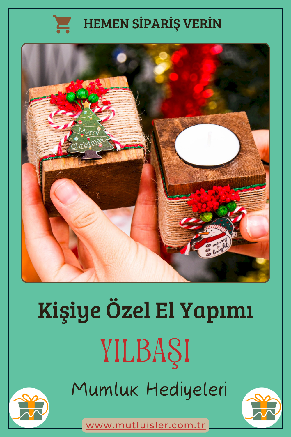 Kişiye Özel Yılbaşı Ahşap Mumluk | Unutulmaz Hediyeler