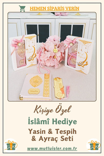 İsme Özel Yasin Tespih Ayraç Hediye Seti | Düğün, Nikah, Ramazan Hediyelikleri, Dini Hediye