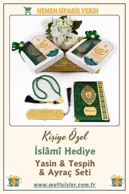 İsme Özel Yasin Tespih Ayraç Hediye Seti | Düğün, Nikah, Ramazan Hediyelikleri, Dini Hediye