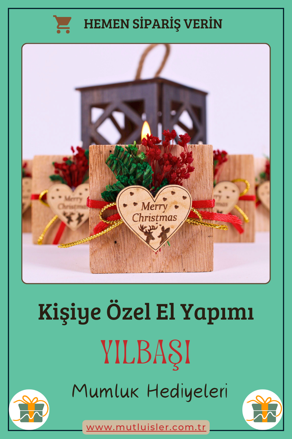 Kişiye Özel Yılbaşı Ahşap Mumluk | Unutulmaz Hediyeler