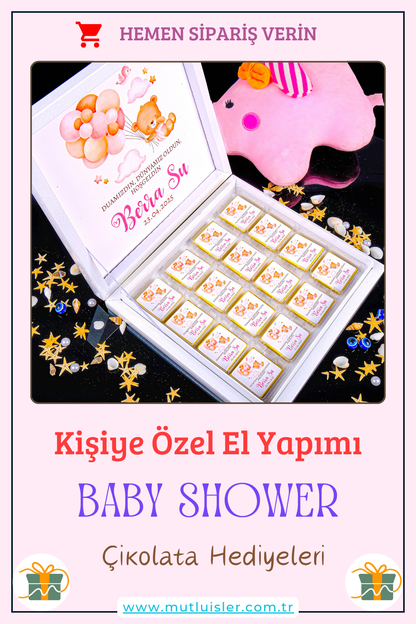 Kişiye Özel Baby Shower Çikolata Kutusu, 1 Yaş Doğum Günü İkramlık, Doğum Günü Kutlaması