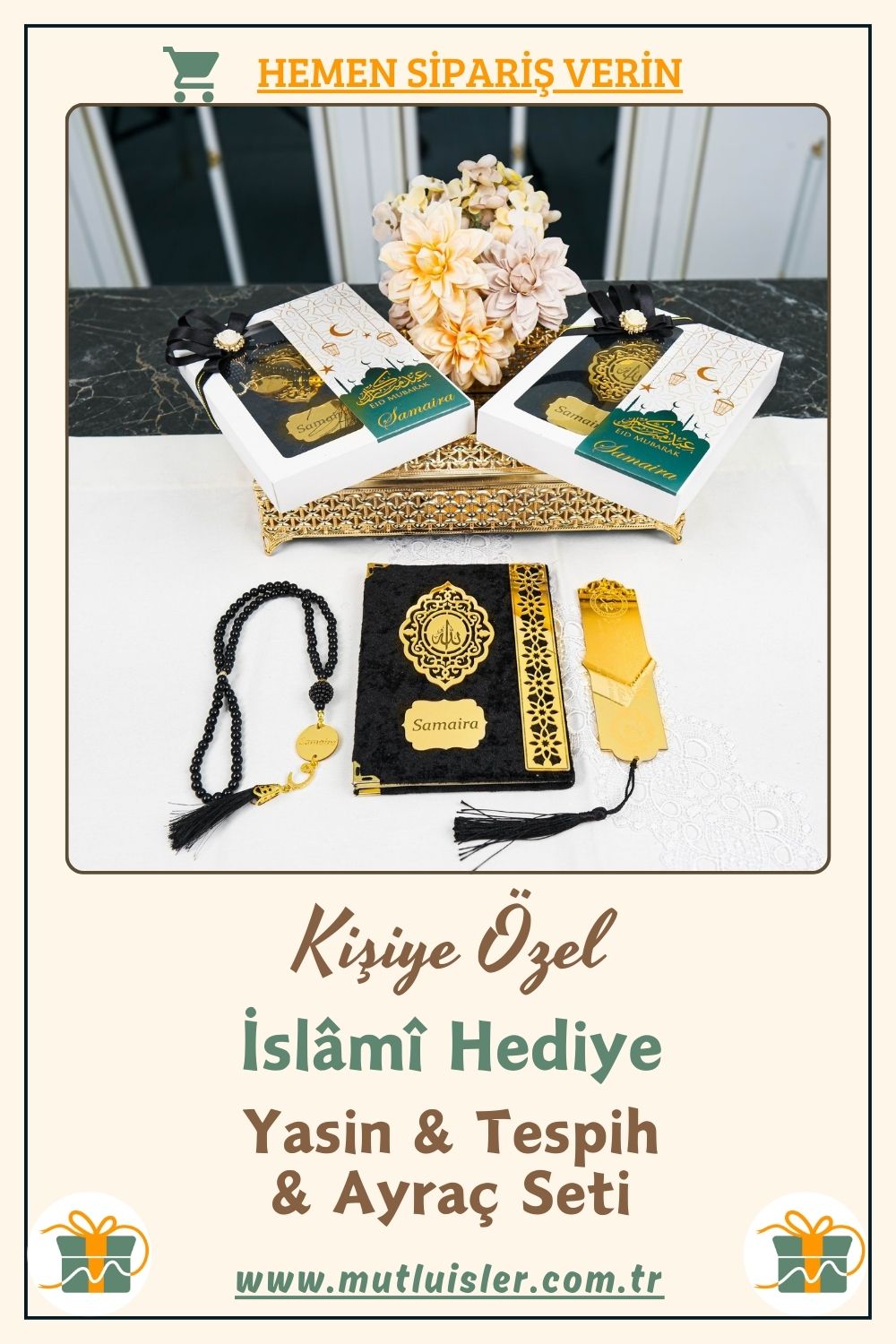 İsme Özel Yasin Tespih Ayraç Hediye Seti | Düğün, Nikah, Ramazan Hediyelikleri, Dini Hediye