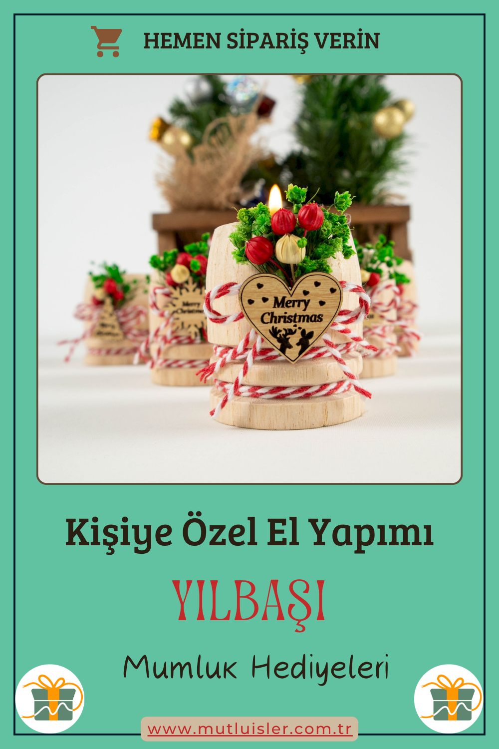 Kişiye Özel Yılbaşı Ahşap Mumluk | Unutulmaz Hediyeler