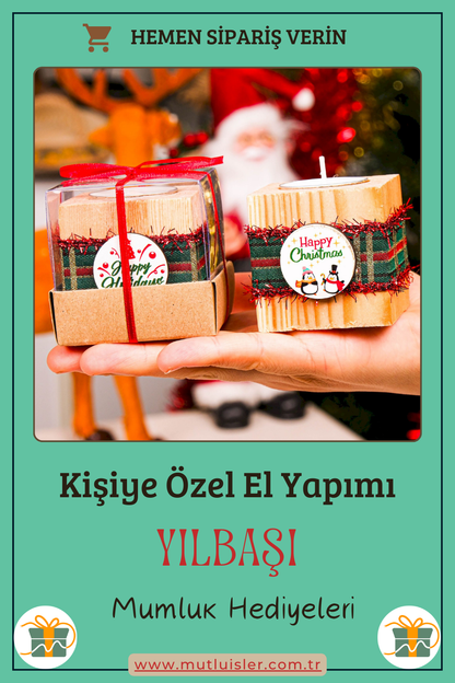 Kişiye Özel Yılbaşı Ahşap Mumluk | Unutulmaz Hediyeler