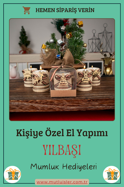 Kişiye Özel Yılbaşı Ahşap Mumluk | Unutulmaz Hediyeler