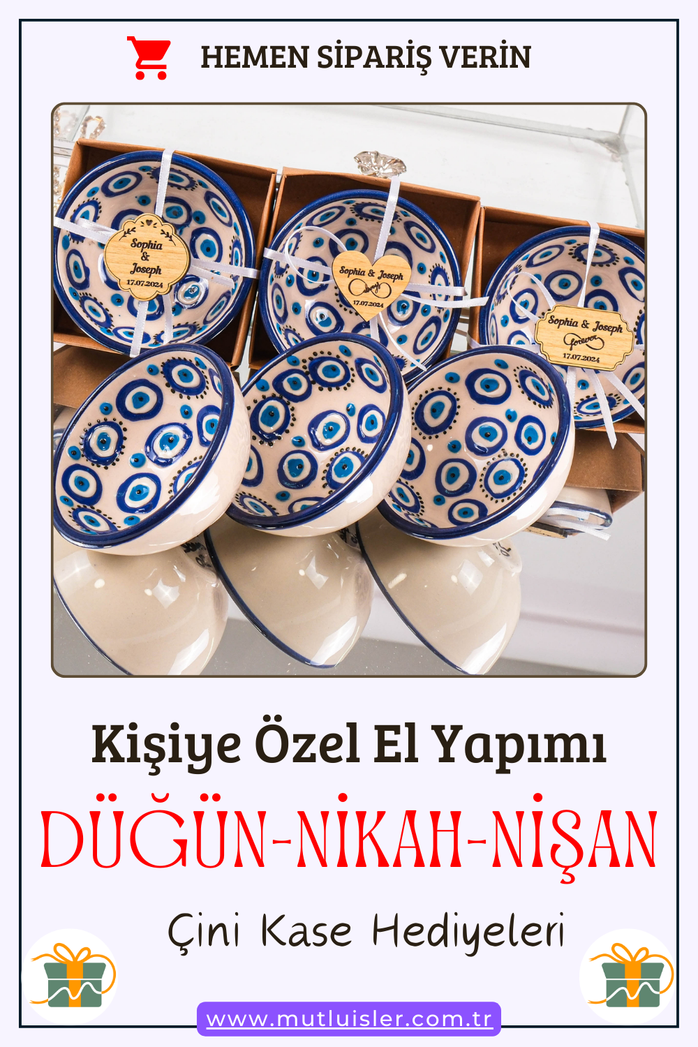 Kişiye Özel Hediyelik Çini Kase Düğün Hediyeleri, Nikah, Nişan, Kına Gecesi Hediyeleri